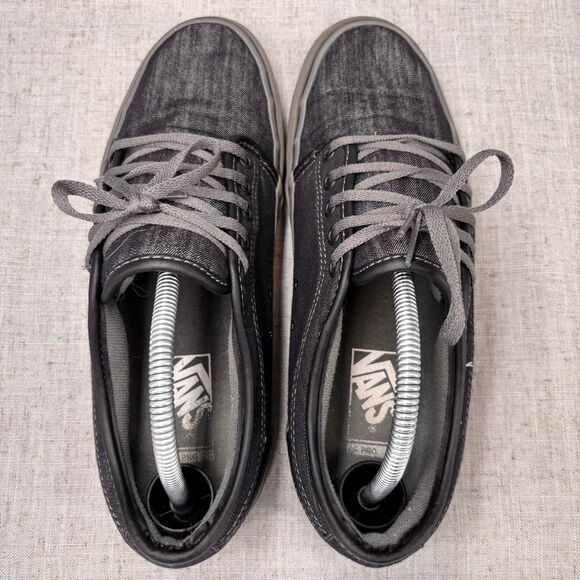 Vans Chukka Low Shoes Grey Black‎ Chambray Lace Up Low Top Skater Men's Size 9 - Picture 7 of 11